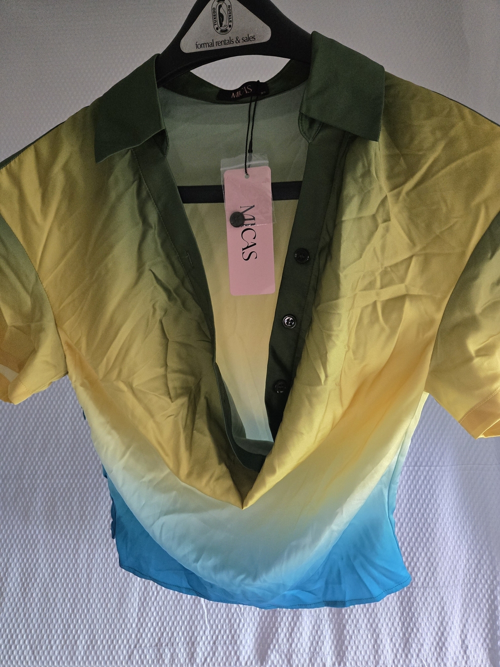 Gradient Polo Shirt in Yellow & Teal by MICAS